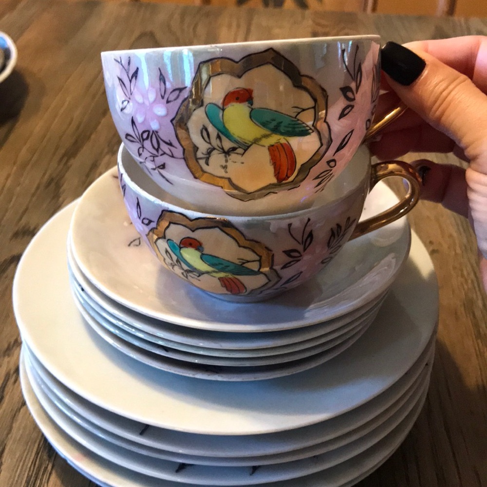 13 pc Vtg Japanese Lusterware Porcelain plates cup